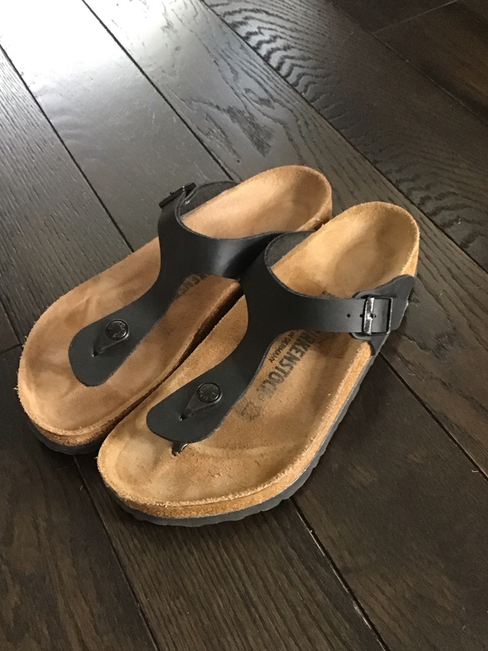 Birkenstock Black T-Strap Cork Footbed Sandals - Women
